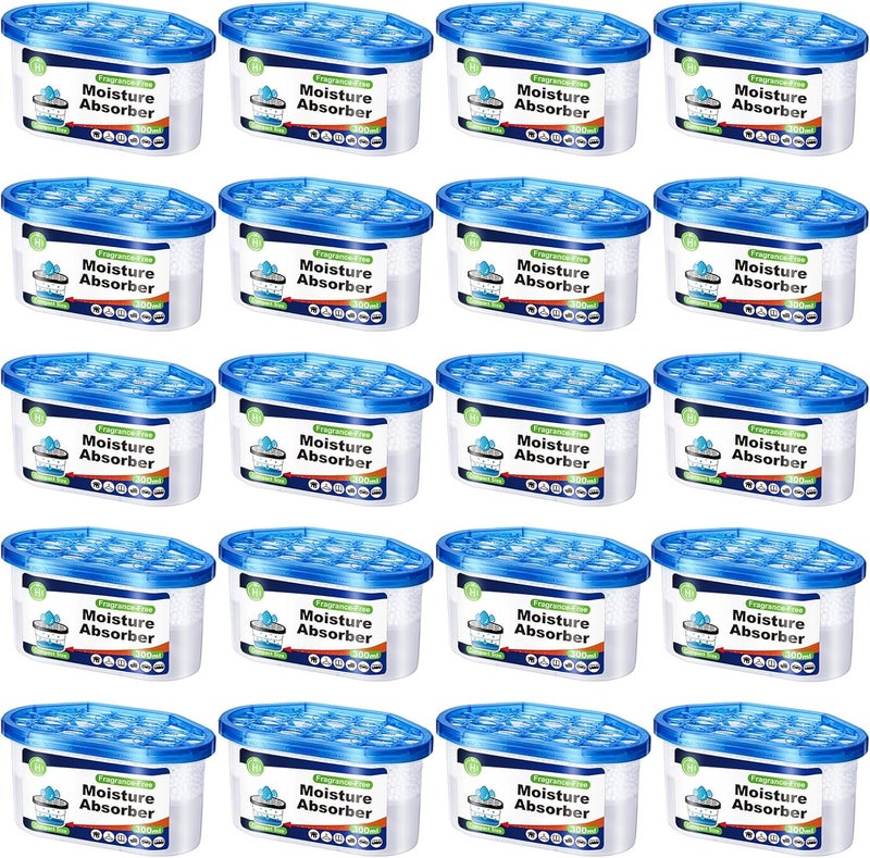 CHMI Moisture Absorbers 20 Pack， Attract and Trap Excess Moisture from Your Bathroom, Kitchen，Closet, Eliminate Musty Odors，Odor Eliminator with Fragrance Free, 6.4oz, 300ml. - Image 1